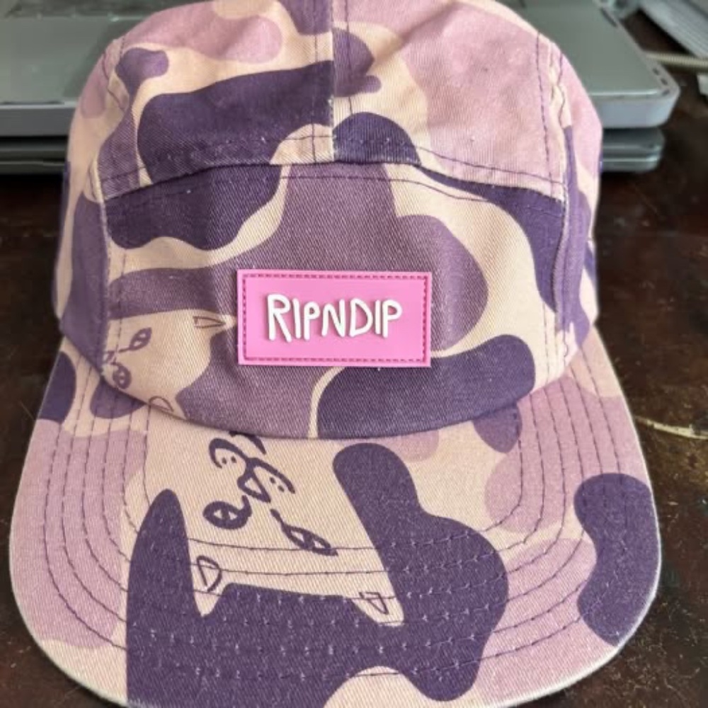 RipNDip Camo 5-Panel Adjustable Hat – Pink/Purple